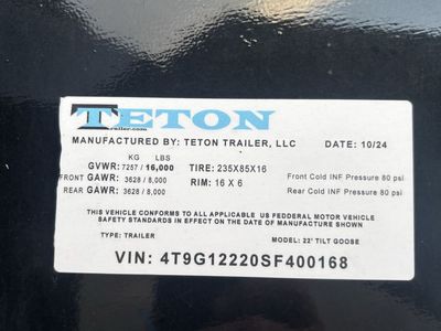 Teton Trailer 22' Tilt Goose Flatbed Trailer - 16,000 LB GVWRk