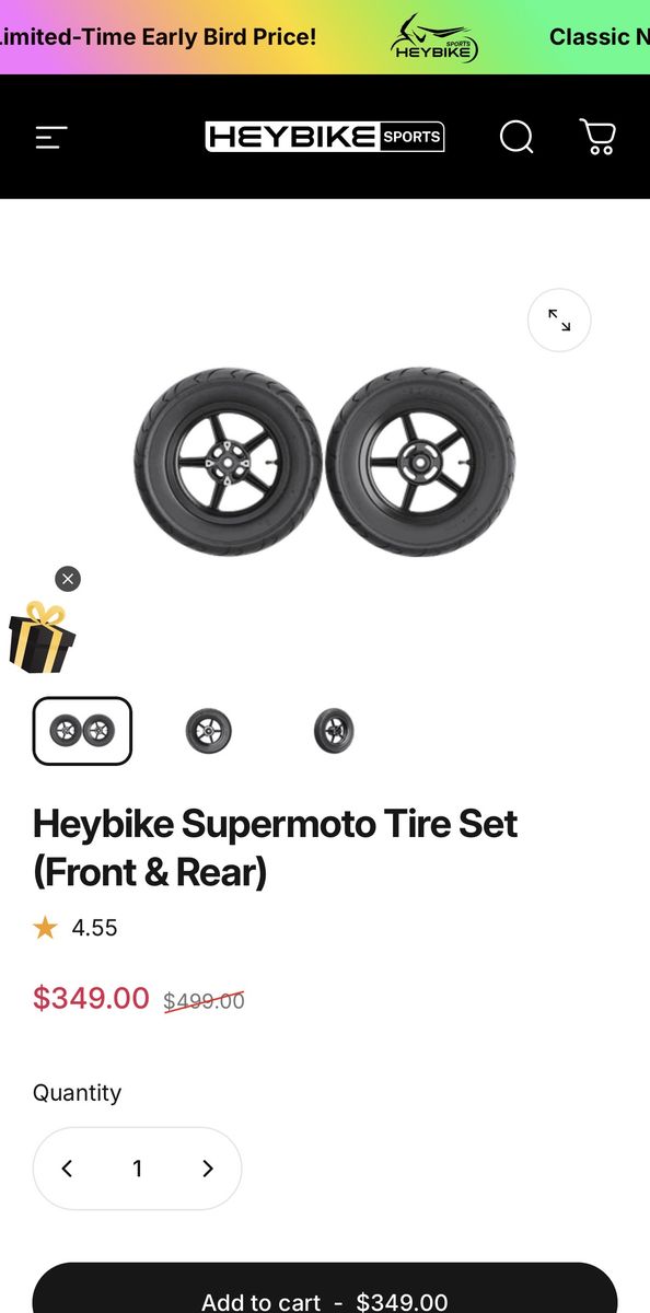 Heybike Supermoto Tire Set Front and Rear for Electric Bikes
