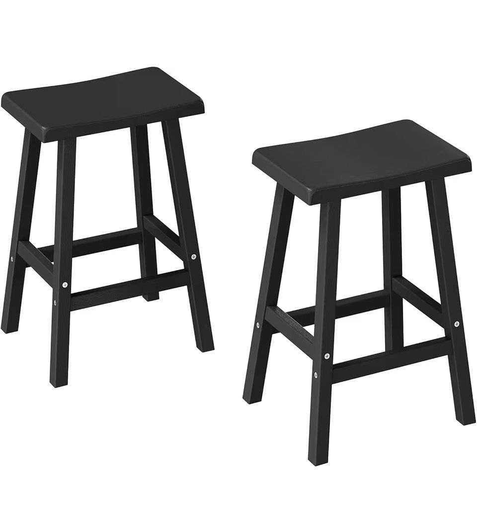 New set of 2 24” hdpe black barstools