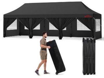 BENASS 10x30 Heavy Duty Pop Up Canopy with 8 Sidew
