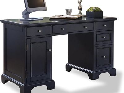 Homestyles Bedford Black Pedestal Desk