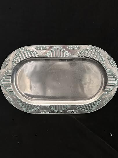Wilton Armetale “Zia” SW Turquoise Oval  Platter 12”x7”
