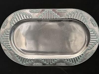 Wilton Armetale “Zia” SW Turquoise Oval Platter 12”x7”