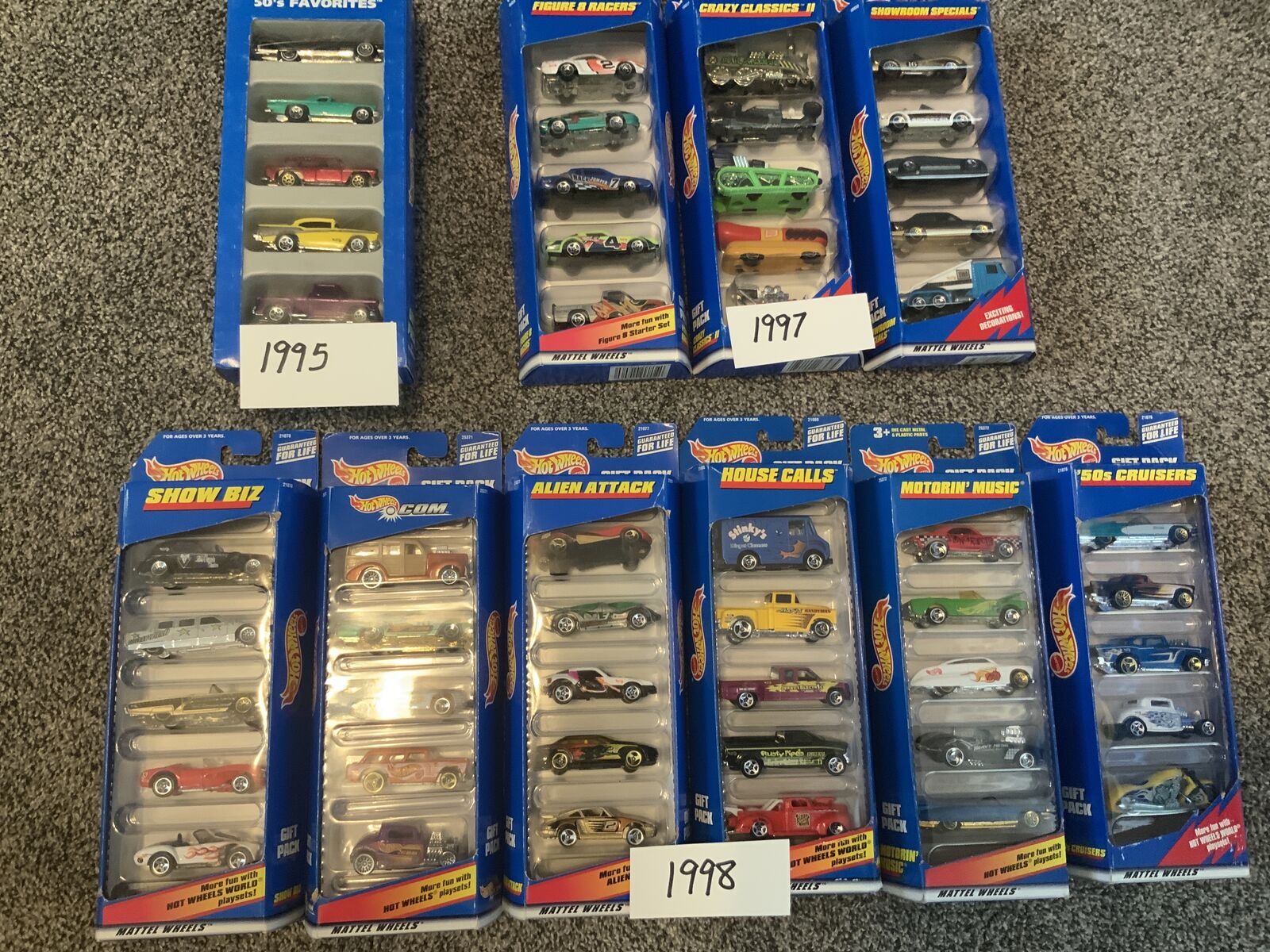 1995-1998 Vintage Hot Wheels 5 packs