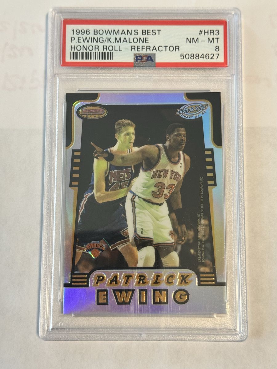 1996 Bowman's Best Honor Roll Refractor Patrick Ewing / Karl Malone #HR3 PSA 8 NM-MT