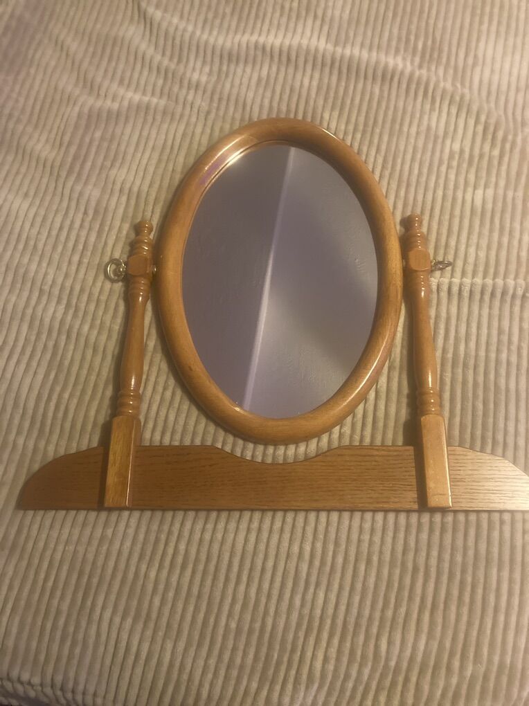 Wood Oval Table Mirror Vanity