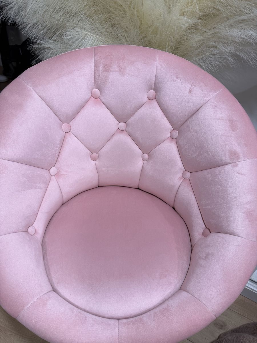 Pink Velvet Swivel Barrel Chair