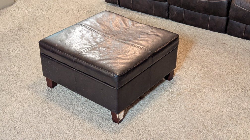 Faux Leather Ottoman with Storage