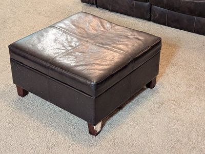 Faux Leather Ottoman with Storage