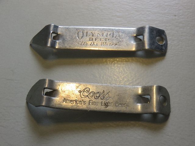 PAIR OF VINTAGE CAN/BOTTLE OPENERS - ONE COORS BEER, ONE OLYMPIA BEER