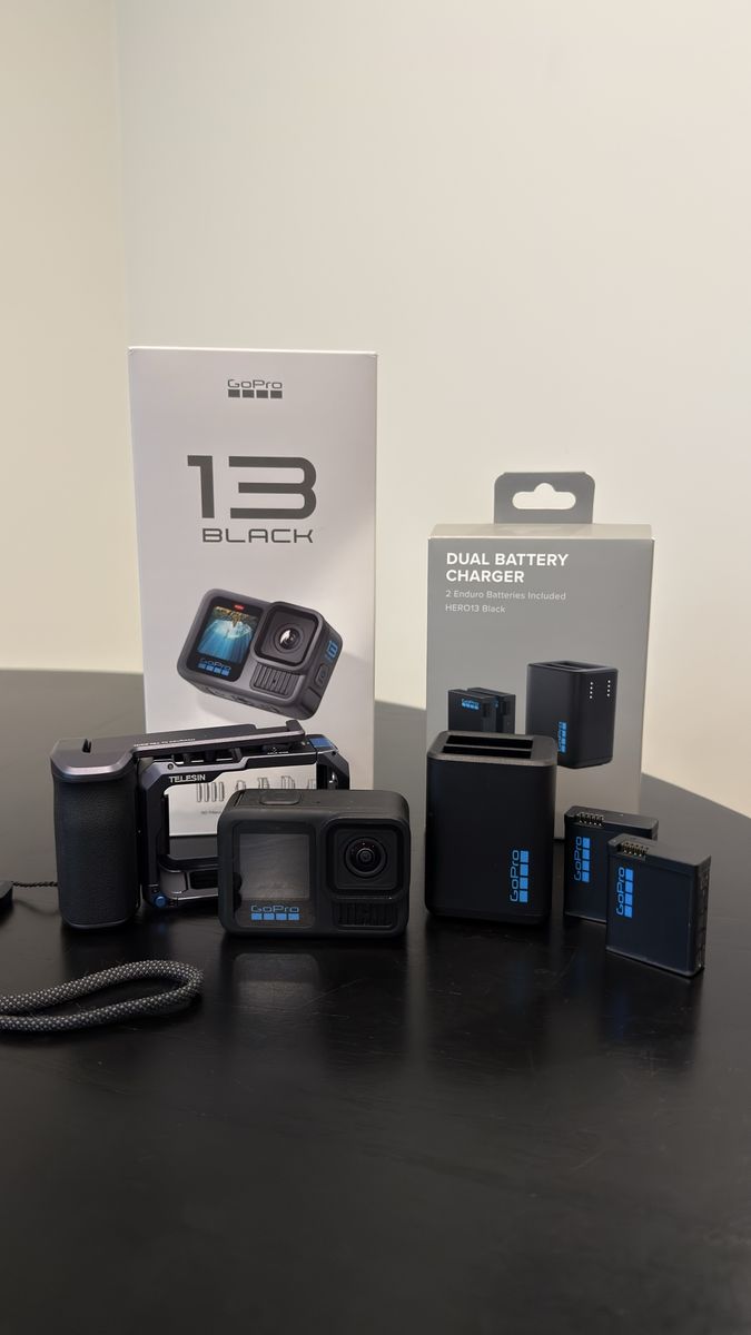 GoPro HERO13 Black Action Camera Bundle with Dual Battery Charger, 2 Enduro Batteries, and Telesin StreetGrip Kit
