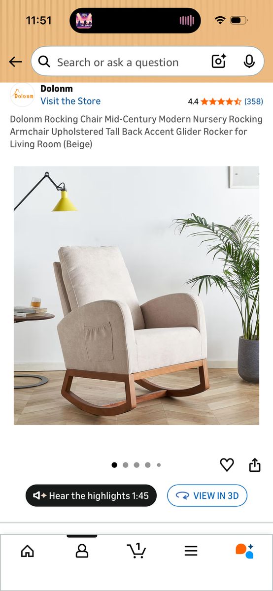 Beige Upholstered Rocking Chair