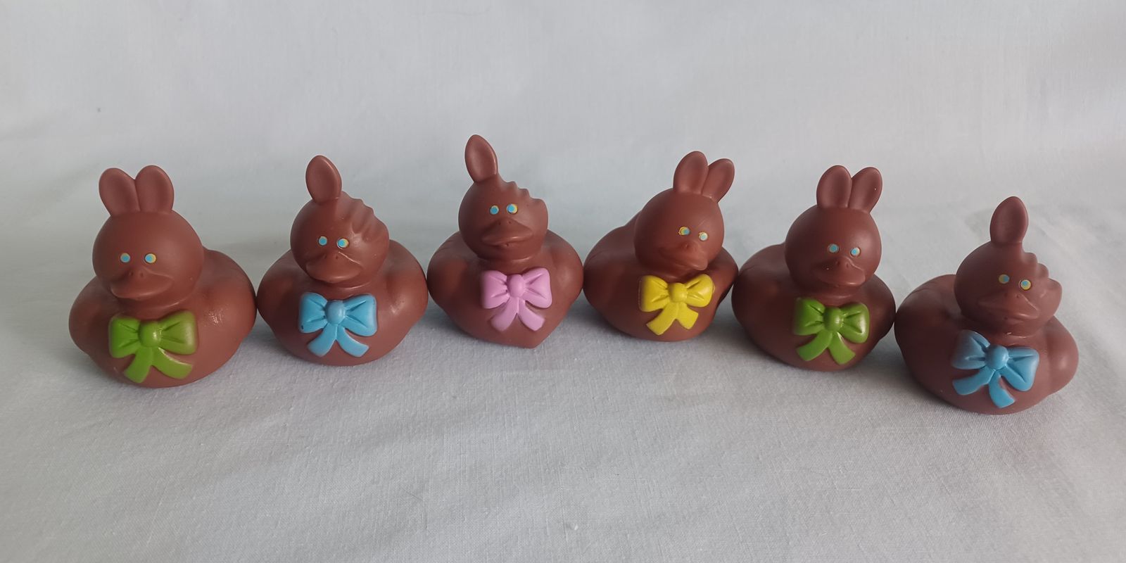 Clearance!  New!  'Chocolate Bite' Rubber Bunny/Rabbit Duckies/Ducks