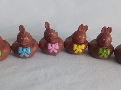 Clearance! New! 'Chocolate Bite' Rubber Bunny/Rabbit Duckies/Ducks