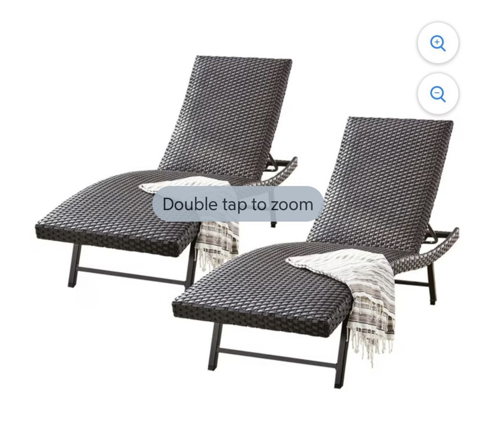 2-Pack Brown Padded Wicker Chaise Loungers