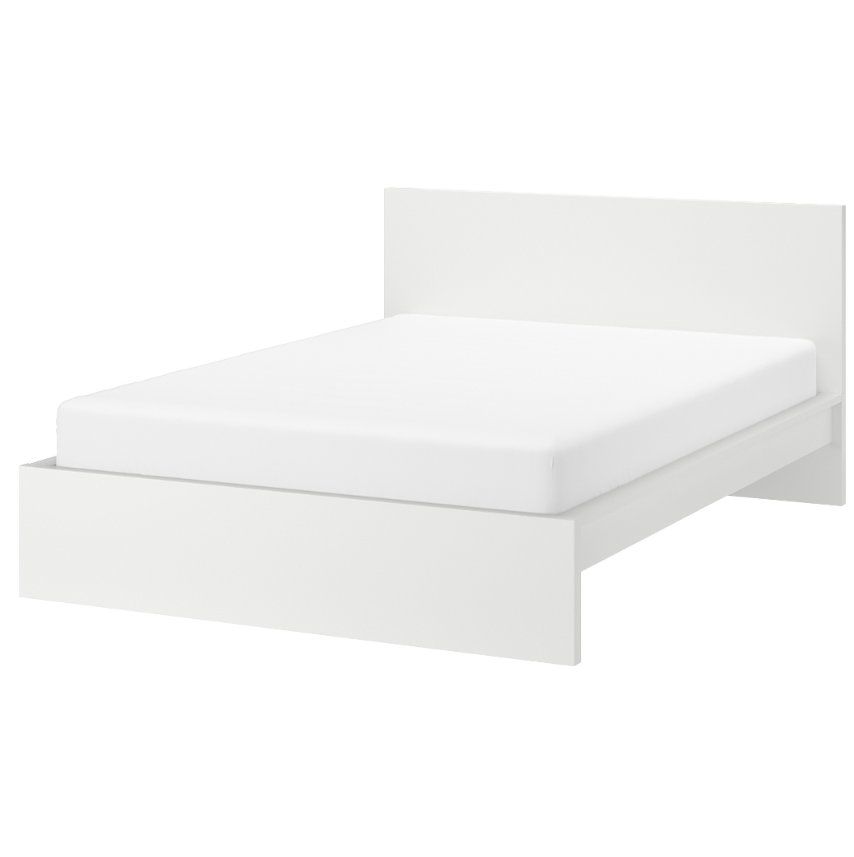 IKEA Malm Bed Frame, White, Queen Size, Low Profile with Headboard