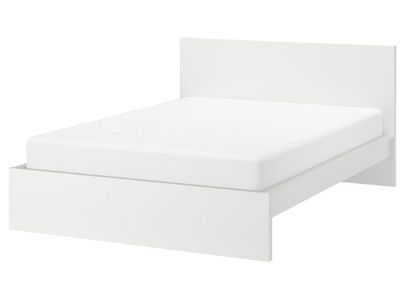 IKEA Malm Bed Frame, White, Queen Size, Low Profile with Headboard