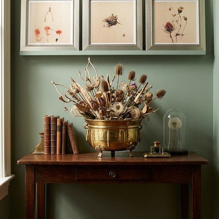 Vintage Footed Hammered Brass Planter Bowl