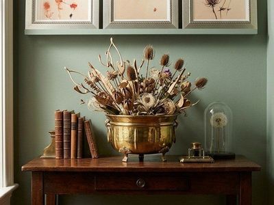 Vintage Footed Hammered Brass Planter Bowl