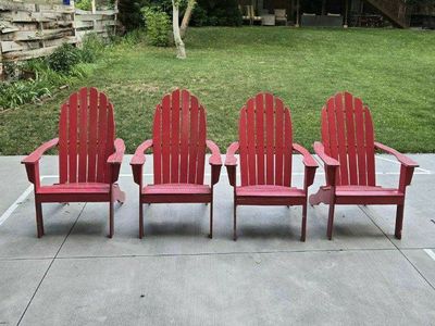 4 Matching Red World Market Adirondack Chairs Outdoor Patio