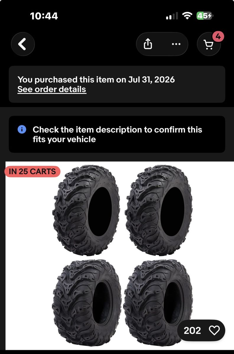 Tusk mud force atv/utv tires new set of 4 25x8x12 fronts/25x10x12 rears 