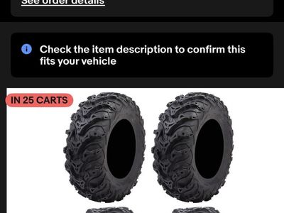 Tusk mud force atv/utv tires new set of 4 25x8x12 fronts/25x10x12 rears