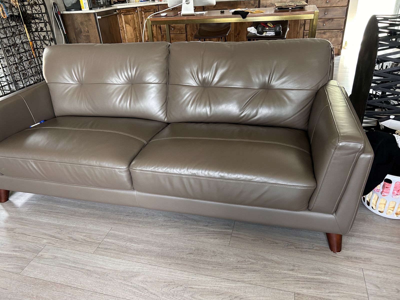 coffee leather couch
