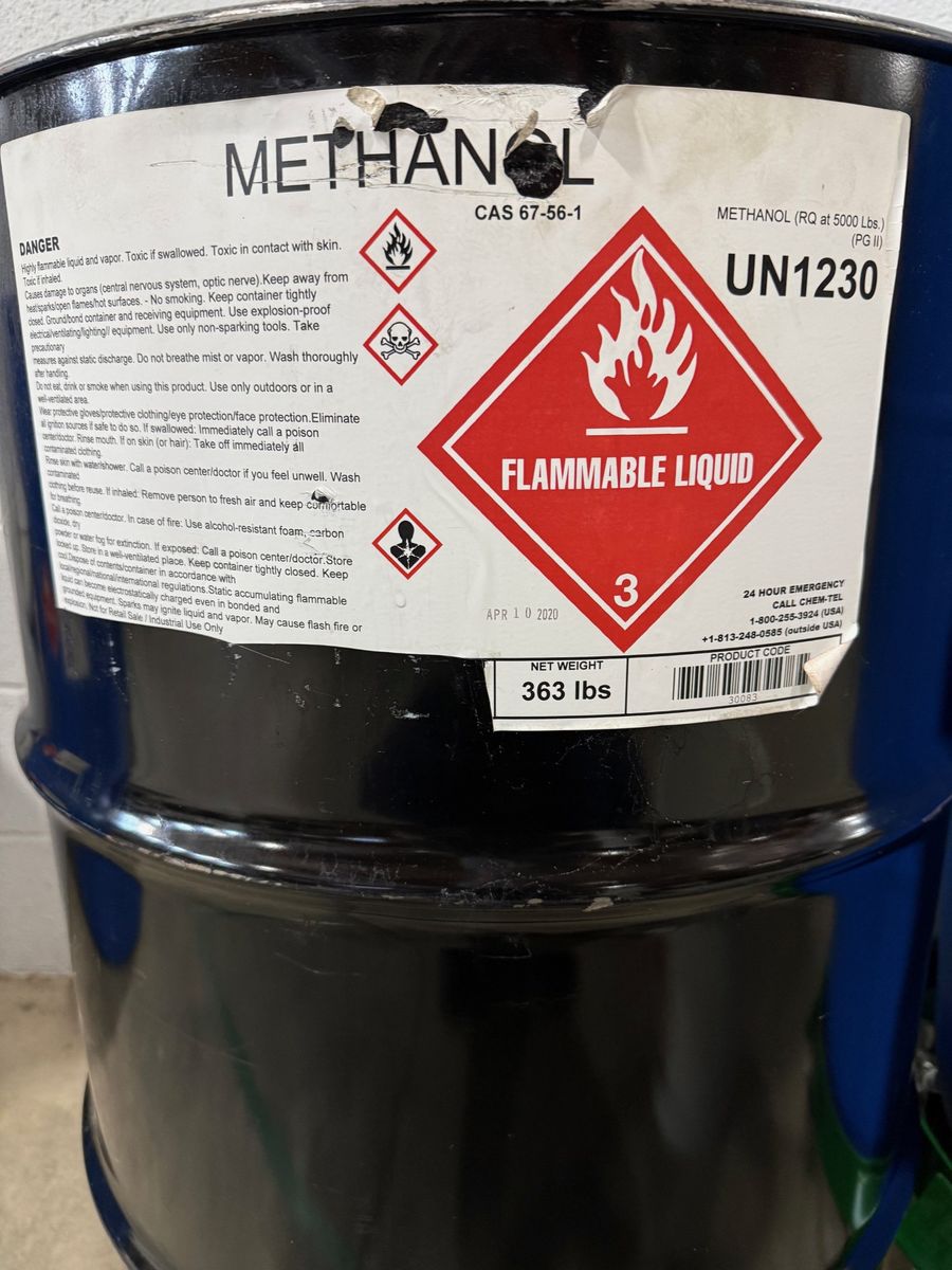 Methanol 99.8% pure, 55gallon drum