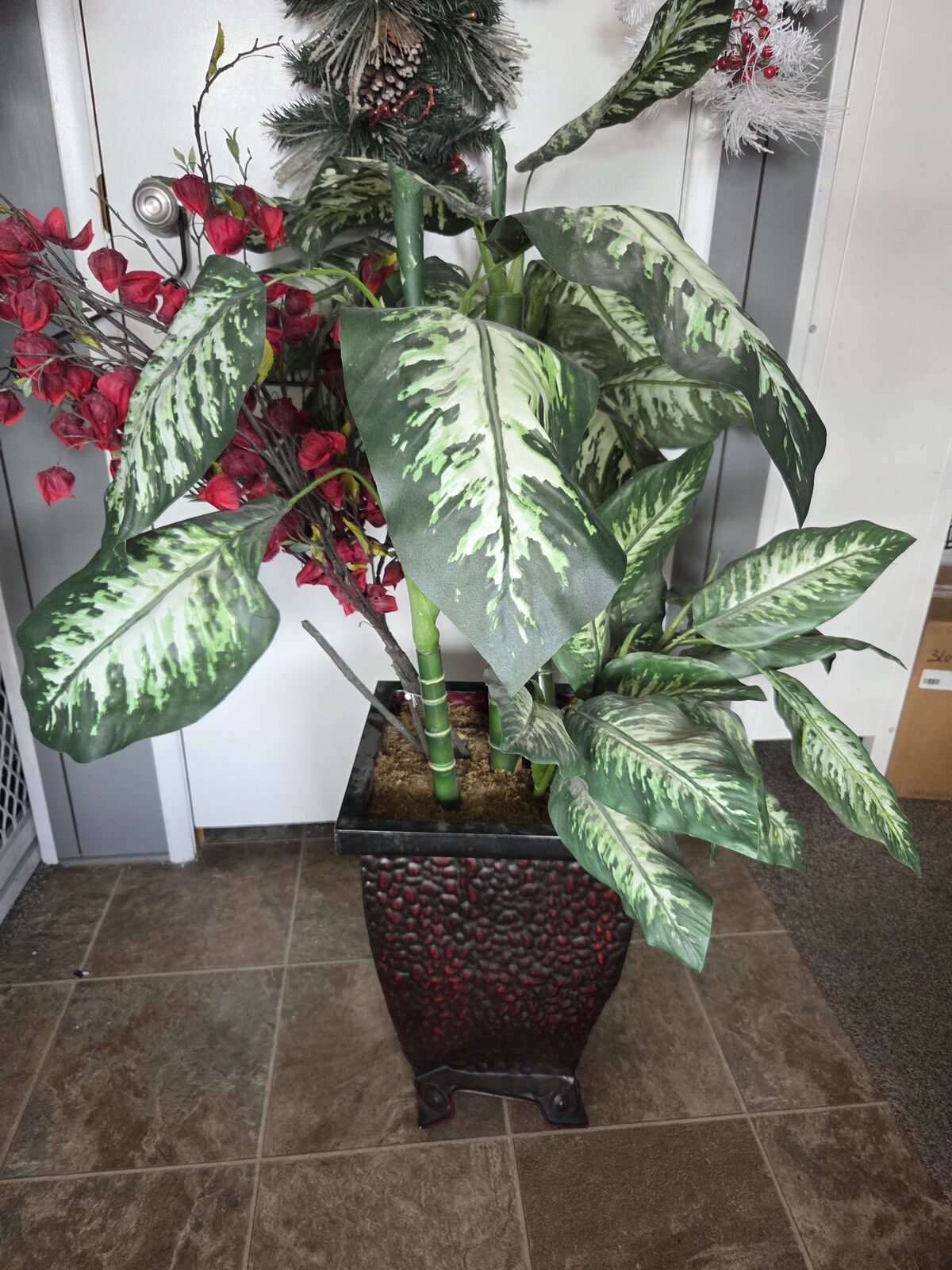 Large fake plant and po