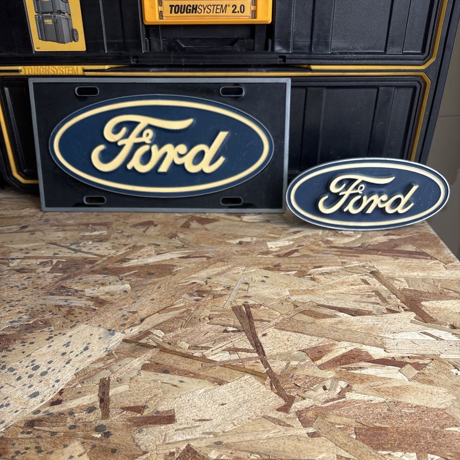 Ford Logo License Plate & Hitch cover Oval Emblem - Metal