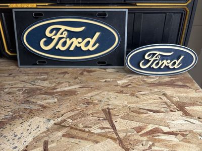 Ford Logo License Plate & Hitch cover Oval Emblem - Metal