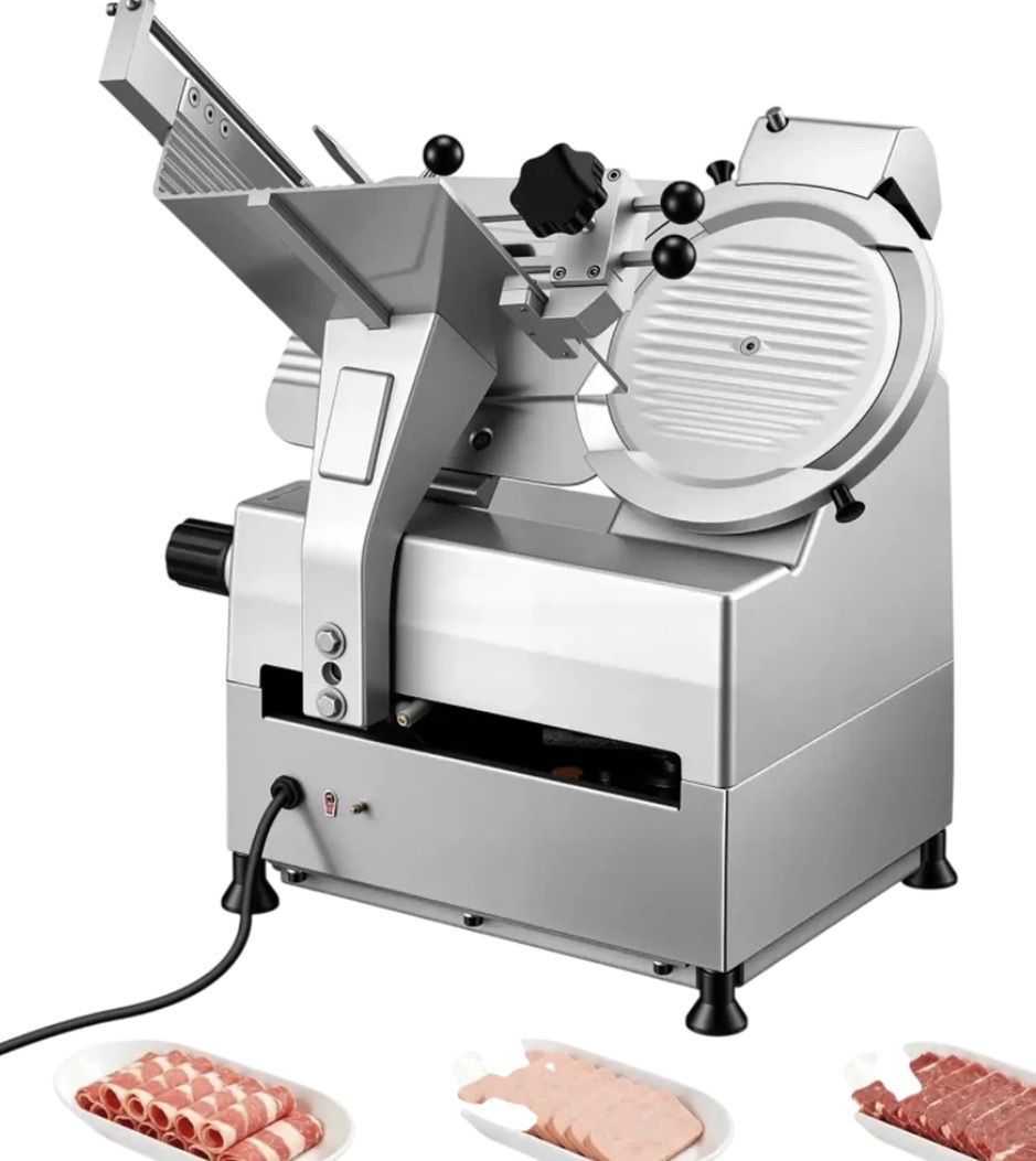  Vevor Meat Slicer Fully Automatic Commercial Food Slicer with 10" Carbon Steel Blade New