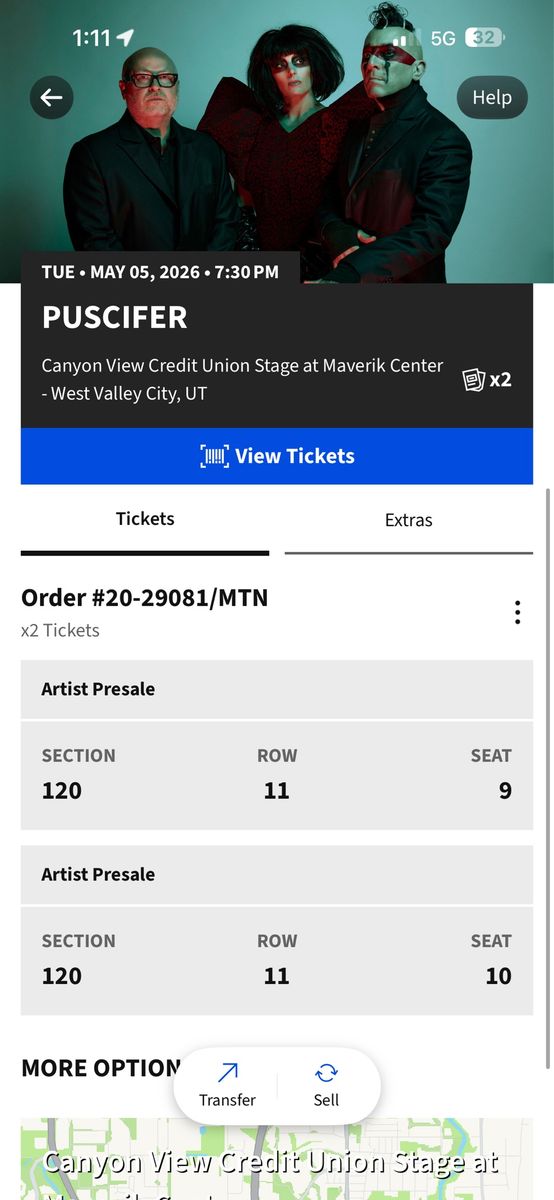 2 tickets to Puscifer - May 5