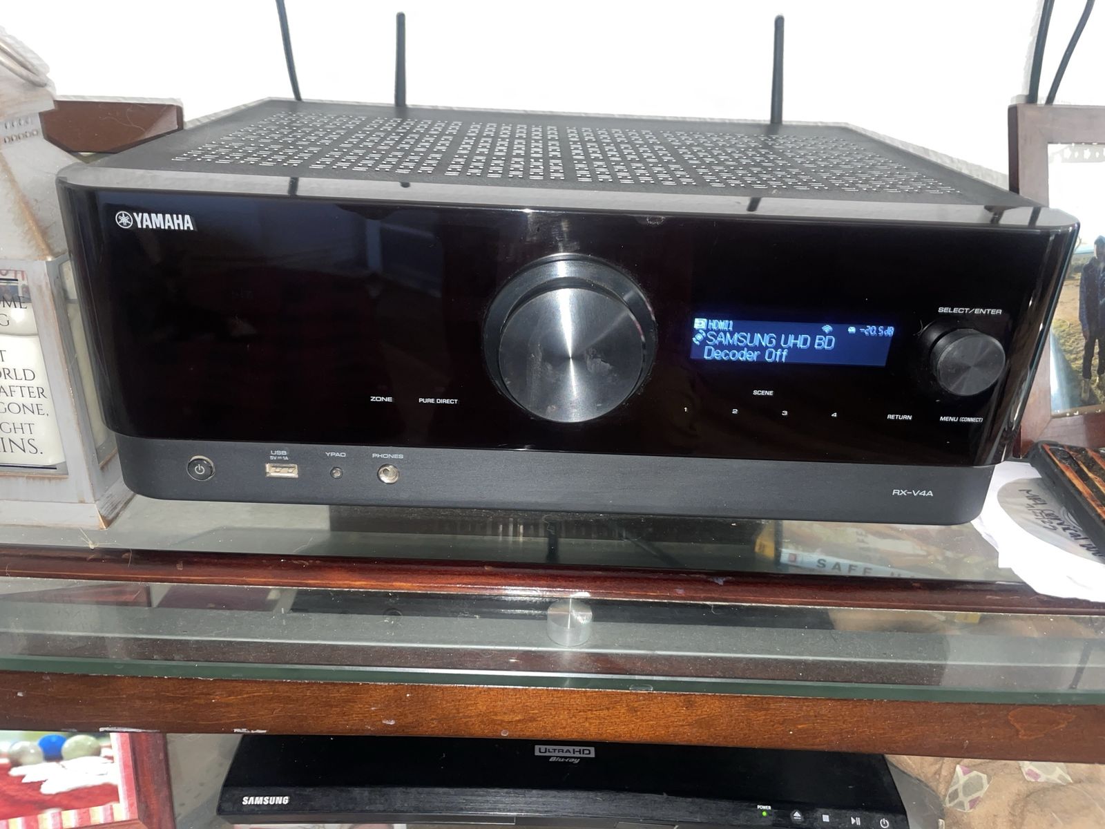 Yamaha RX-V4A 5.2-Channel AV Receiver with Remote Control. 