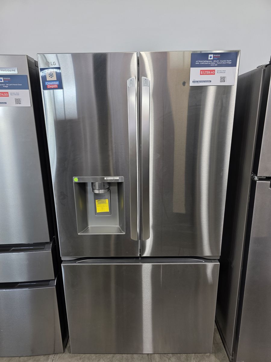 LG Counter Depth French Door Fridge with Craft Ice — 36 Inch, 25.5 Cu Ft Stainless, Brand New