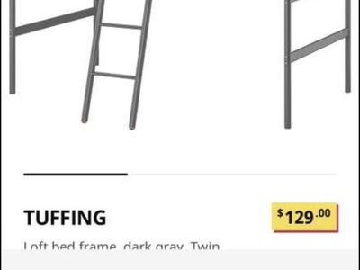 IKEA Tuffing Twin Loft Bed Frame, Dark Gray - Space-Saving Design