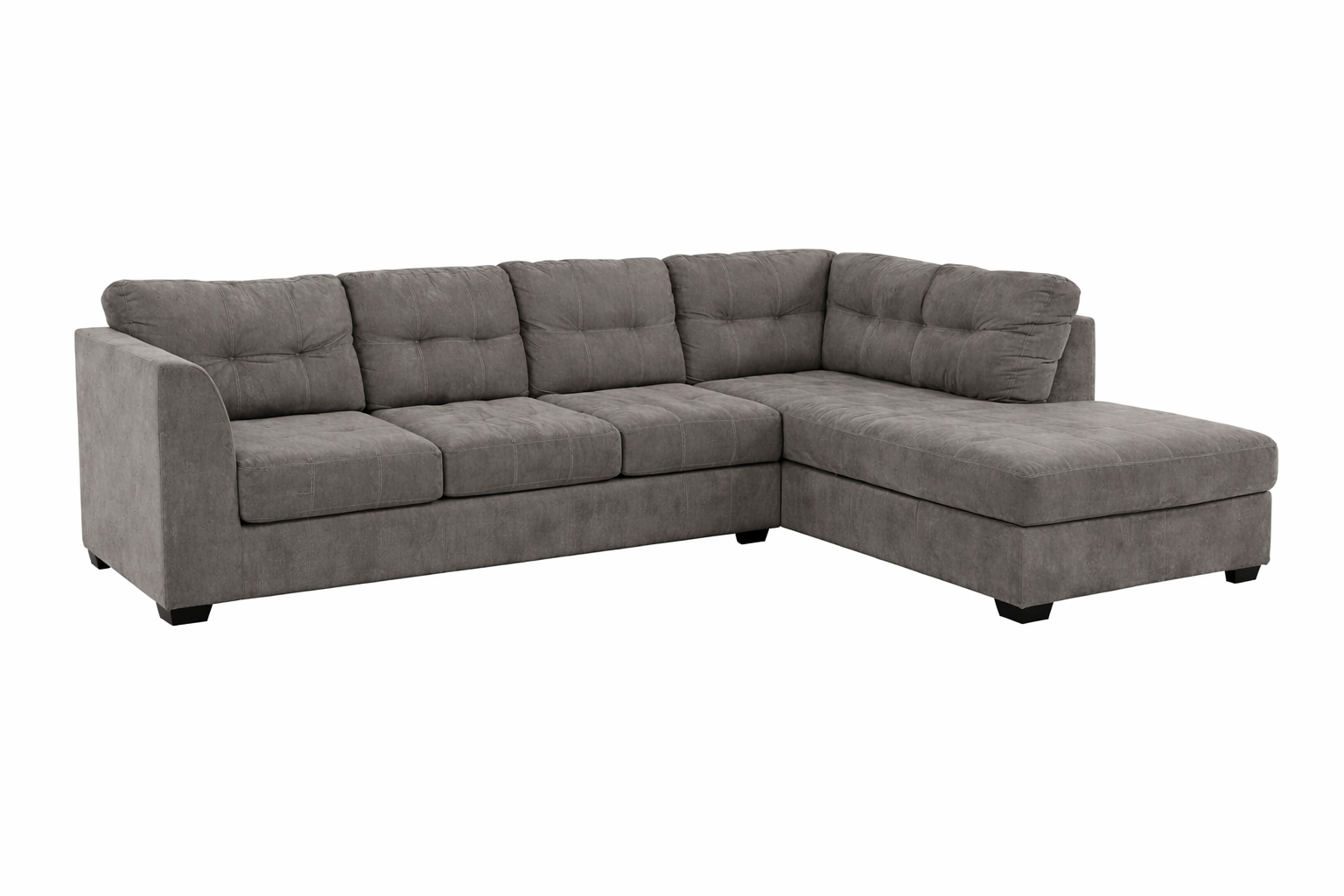 Ashley Gray Sectional Sleeper Sofa w/ Chaise – 113" – Pull-Out Bed
