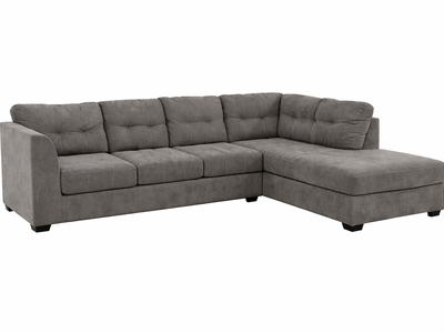 Ashley Gray Sectional Sleeper Sofa w/ Chaise – 113" – Pull-Out Bed