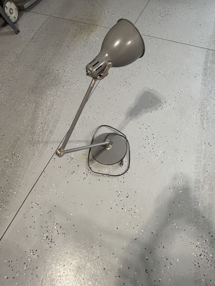 Vintage Industrial Gray Adjustable Desk Lamp with Heavy Base