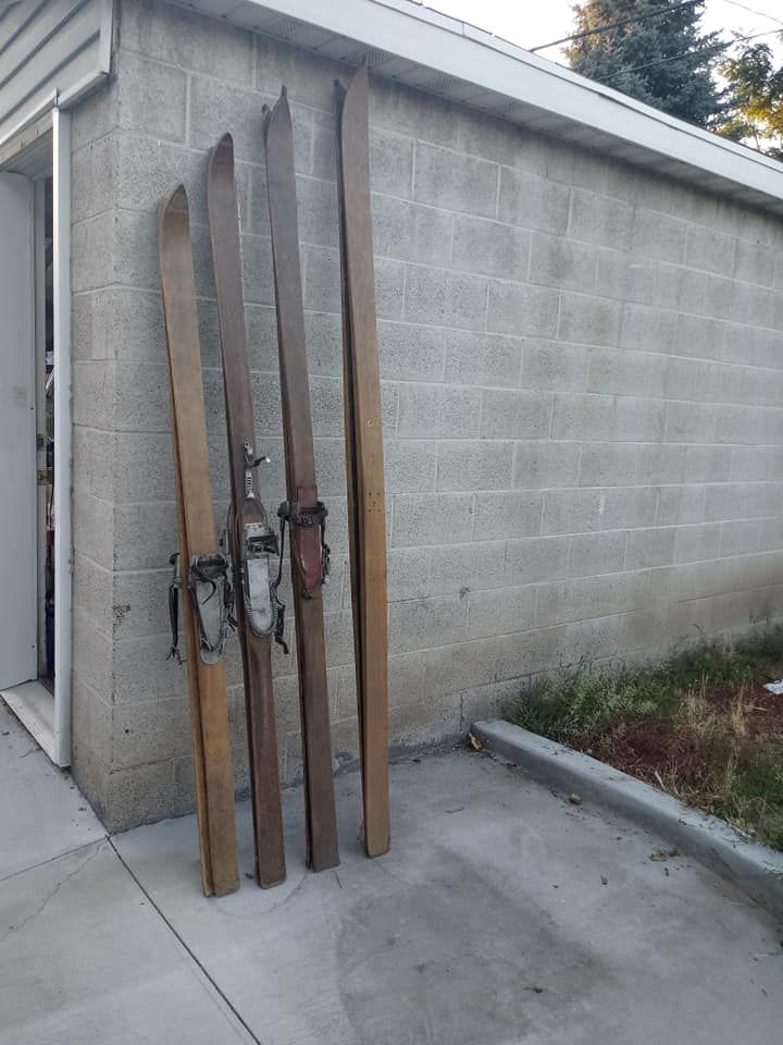 vintage wooden skis
