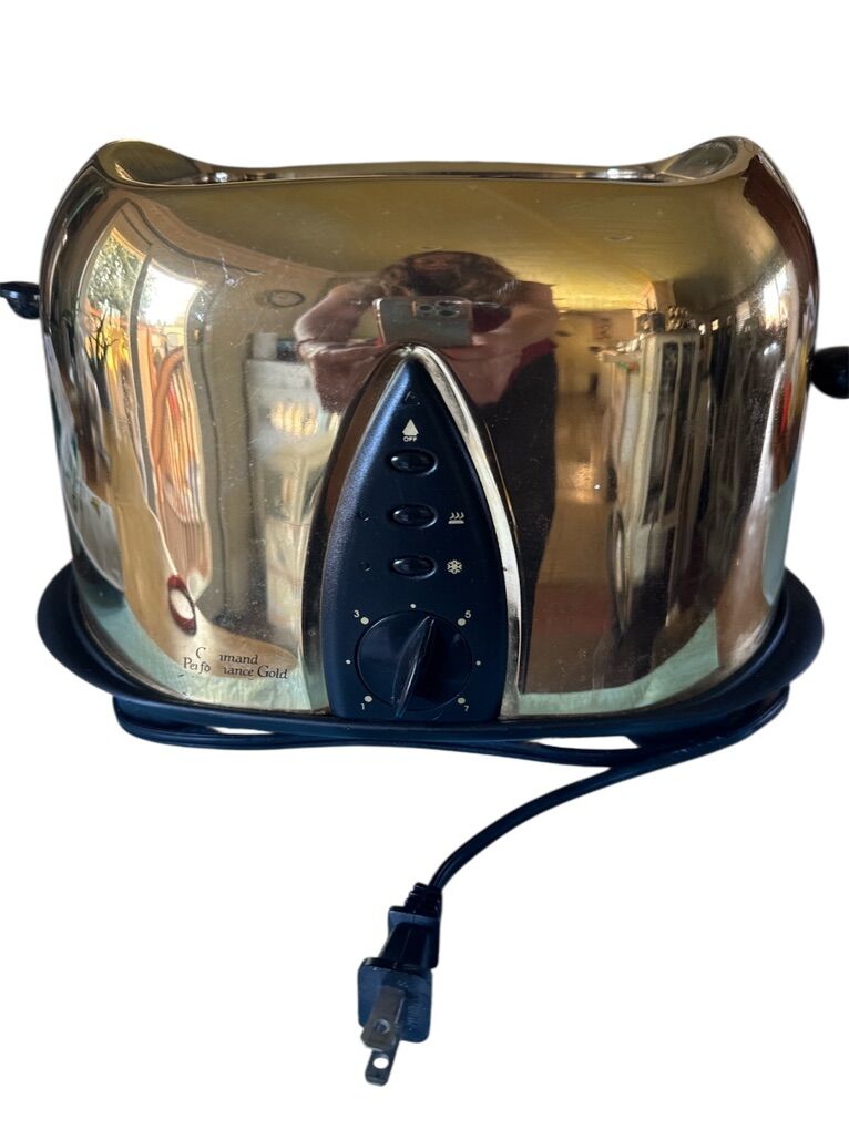 Glossy Gold Chrome Toaster Vintage
