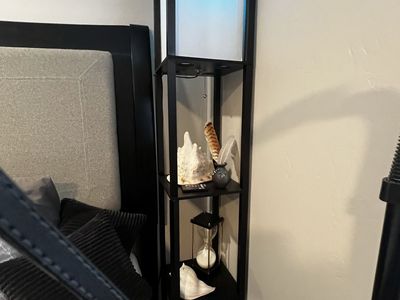 2 Black Floor Lamps with Shelves and Remote Control