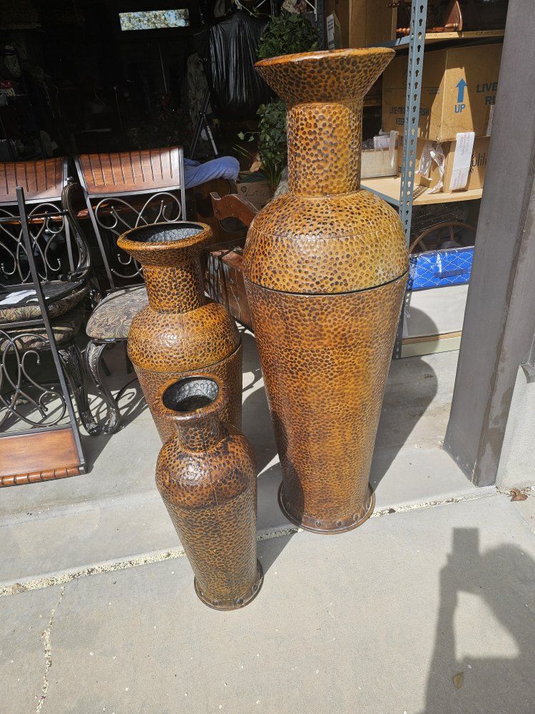 hammered Copper colored large vases