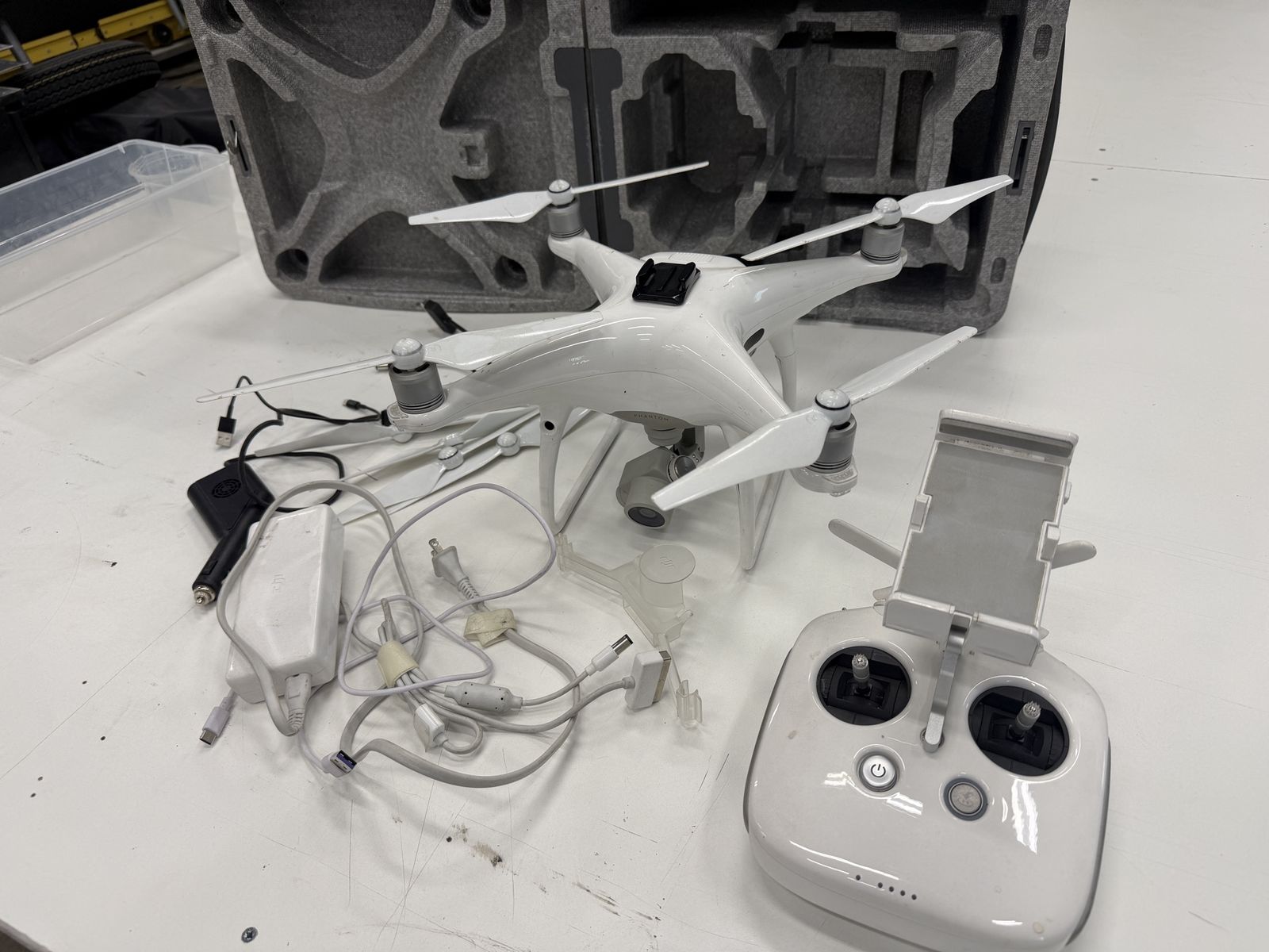 DJI Phantom 4 Pro Drone Quadcopter with Remote Controller, Charger, & Case - White