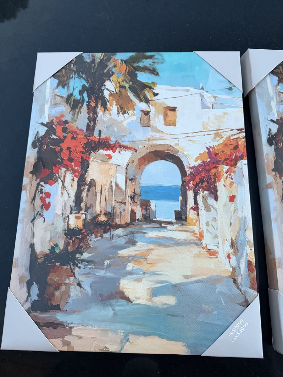 Coastal Archway Canvas Wall Art Set - Greece-Inspired Mediterranean Decor, Set of 2
