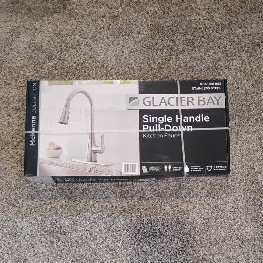 New in box Glacier Bay McKenna Single-Handle Pull-Down Kitchen Faucet Stainless Steel
