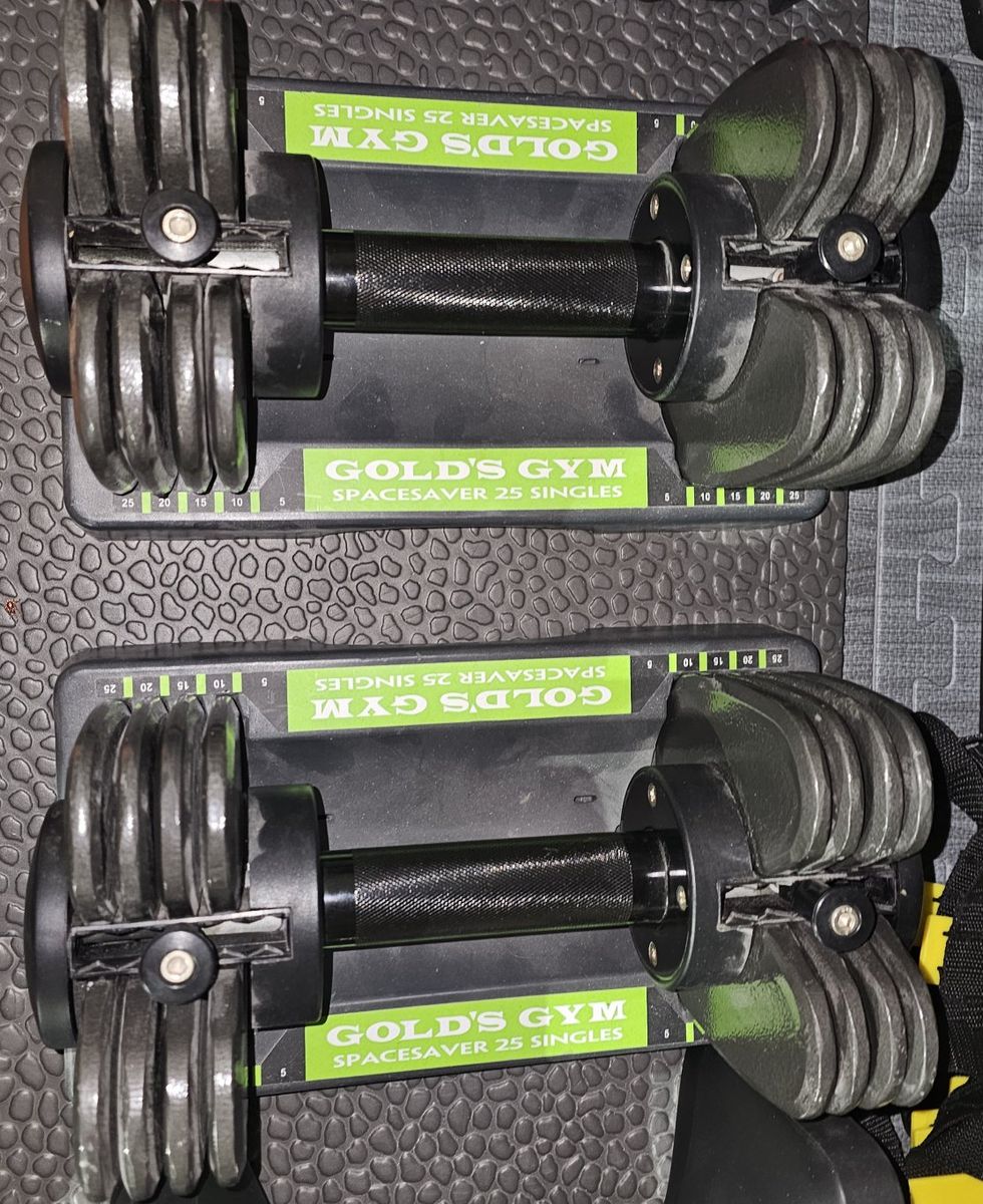 Gold's Gym Spacesaver 25 Adjustable Dumbbells (Pair, 5-25 lbs Each)