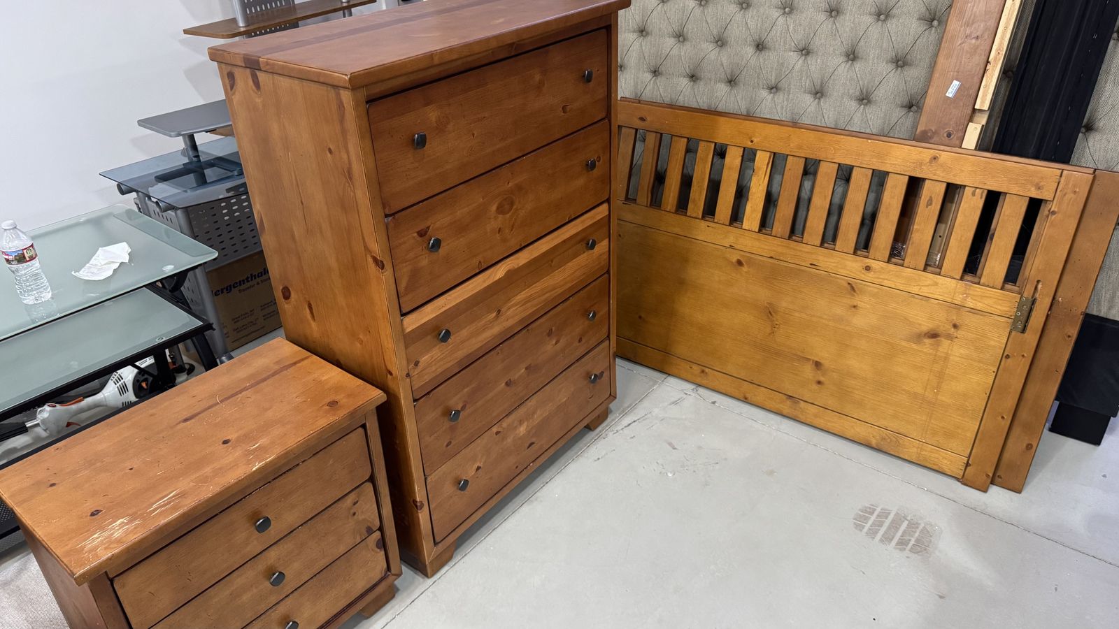 5 piece solid wood Double bed bedroom set with 6 drawers under bed