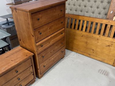 5 piece solid wood Double bed bedroom set with 6 drawers under bed