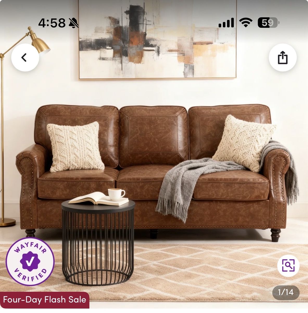 Luxurious Brown Leather Sofa - 3 Seater Couch, Tufted Design, Wayfair Verified